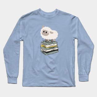 Cute Baby Sheep on top of folded clothes Long Sleeve T-Shirt